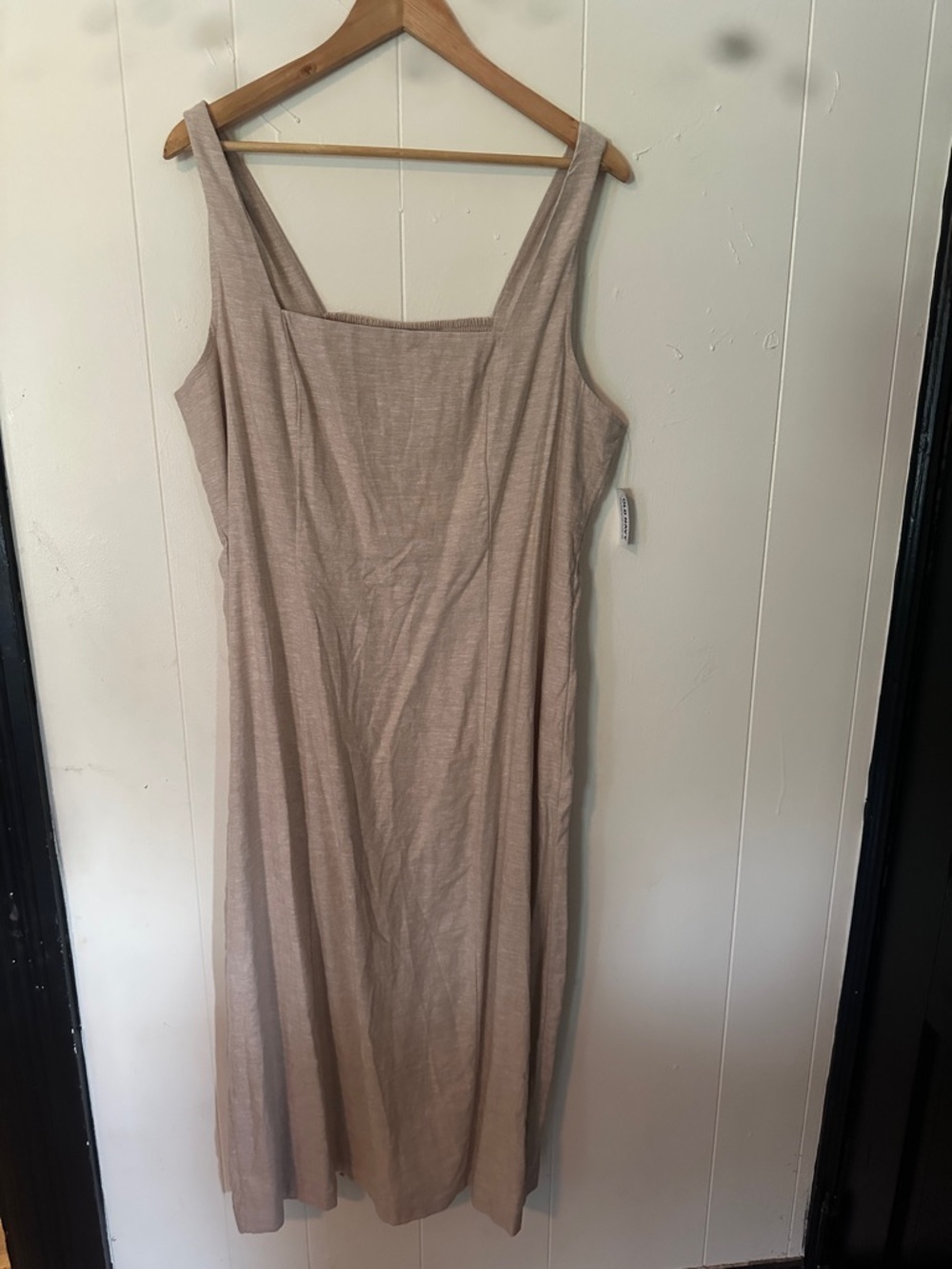 Old Navy Square-Neck Sleeveless Midi Dress in Beige - Picture 3 of 8